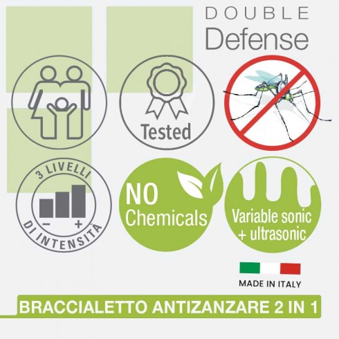 Braccialetto Antizanzare Sonico e Ultrasonico 2 in 1 Colpharma